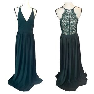 Lulu's Dark Green Lace Maxi Dress